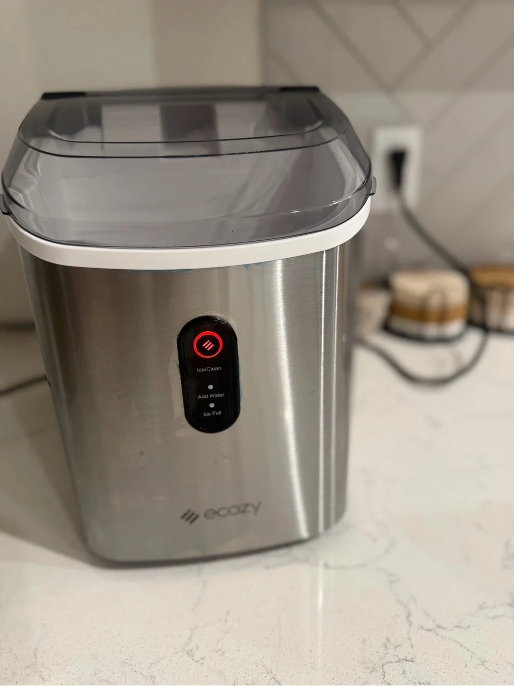 Ecozy Nugget Ice Maker Countertop Pebble Ice Machine Stainless Steel IM-NS280C